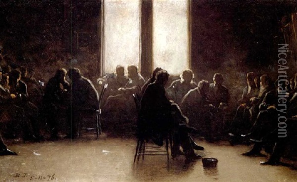 Study For The Nantucket School Of Philosophy Oil Painting - Eastman Johnson