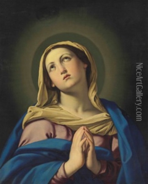 The Madonna In Prayer Oil Painting - Giovanni Battista Salvi (Il Sassoferrato)