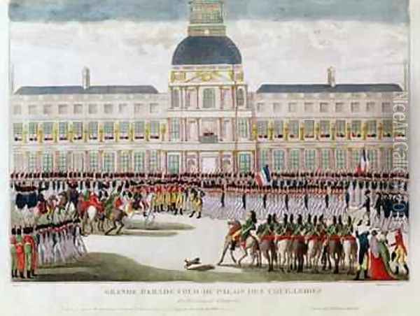 Parade in the Courtyard of the Palais des Tuileries in the Presence of the Emperor Oil Painting - Thomas Naudet