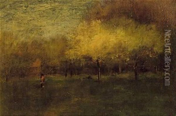 Apple blossoms Oil Painting - George Inness