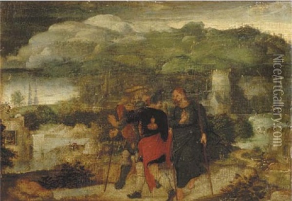 Christ On The Road To Emmaus Oil Painting - Joachim Patinir