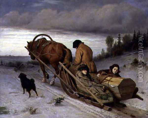Seeing off the Dead, 1865 Oil Painting - Vasily Perov