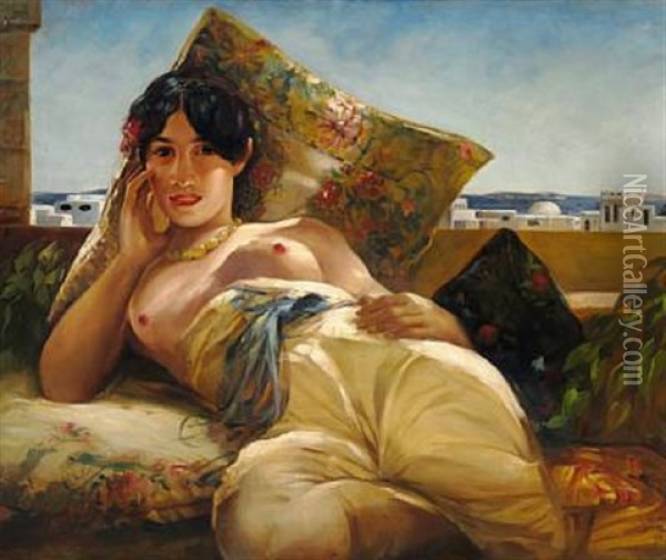 An Odalisque Oil Painting - Georges Antoine Rochegrosse