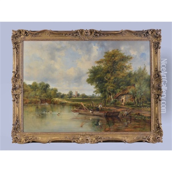 Dedham By The Lock Keeper's Cottage Oil Painting - Frederick Waters Watts