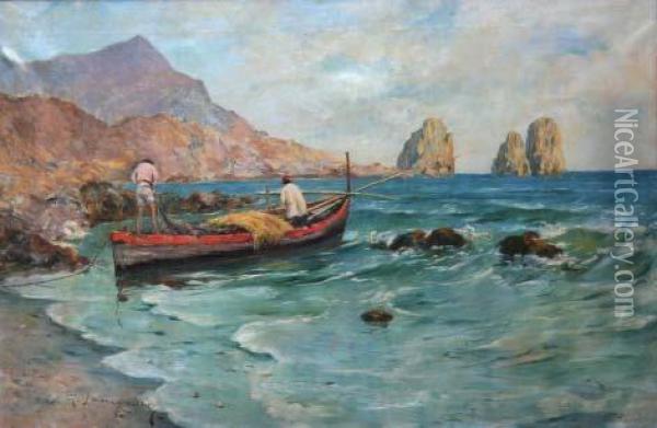 Marina Di Capri Oil Painting - Giuseppe Lamonica