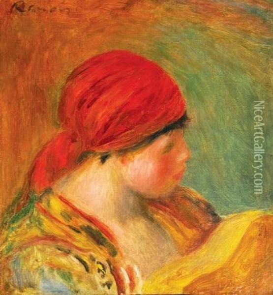 Jeune Femme Au Fichu Oil Painting - Pierre Auguste Renoir