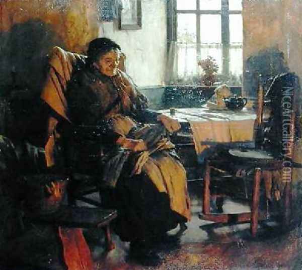 In the Firelight Oil Painting - Walter Langley