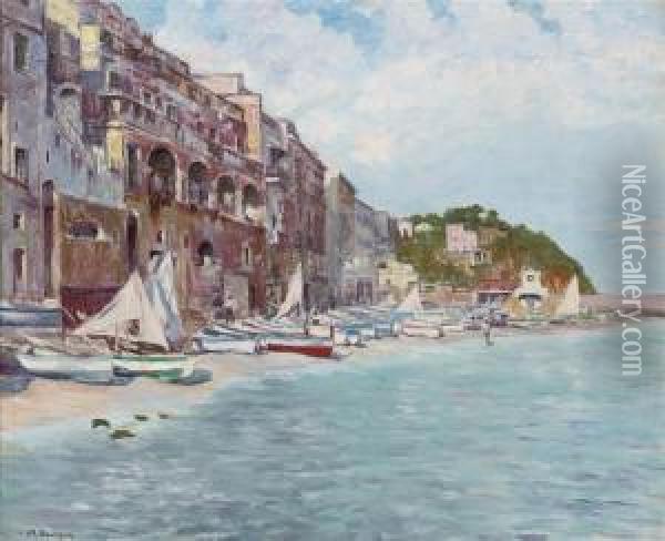 Boats On The Marina Grande, Capri Oil Painting - Joseph-Felix Bouchor