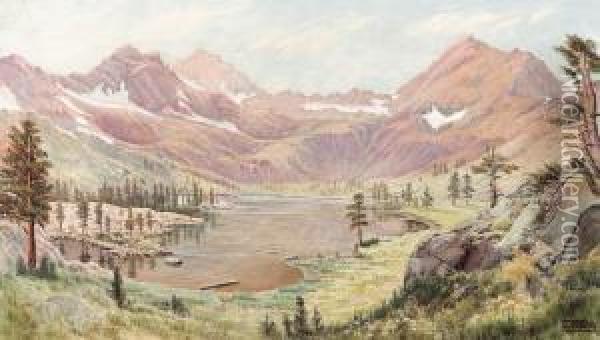 Dicks Peak And Jacks Peak From Half Moon Lake Oil Painting - Jack Wisby