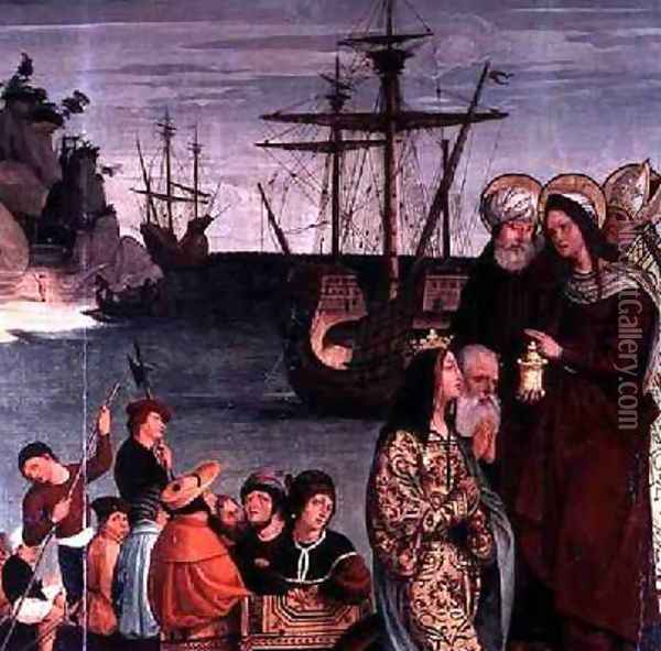 Mary Magdalene Boarding a Ship from the altarpiece of Saint Magdalen 1526 Oil Painting - Pera Matas