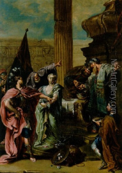Il Sacrificio Di Polissena Oil Painting - Giovanni Battista Pittoni the younger