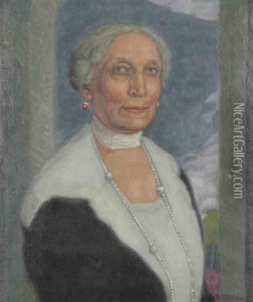 Brustbildnis Frau Christine Moser Von Filseck Oil Painting - Karl Schmoll Von Eisenwerth