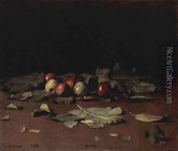Apples and Leaves 1879 Oil Painting - Ilya Efimovich Efimovich Repin