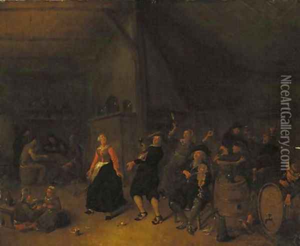 Peasants dancing in an inn Oil Painting - Jan Miense Molenaer