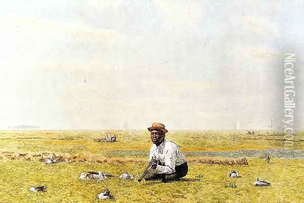 Whistling for Plover, 1874 Oil Painting - Thomas Cowperthwait Eakins