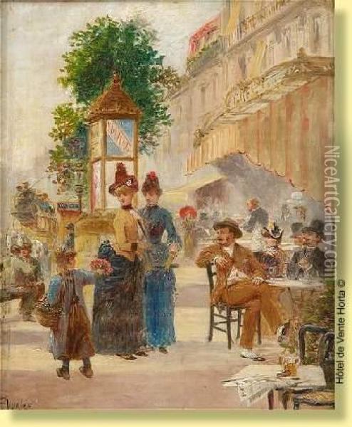 Petite Marchande De Fleurs A Paris Oil Painting - Paul Vogler
