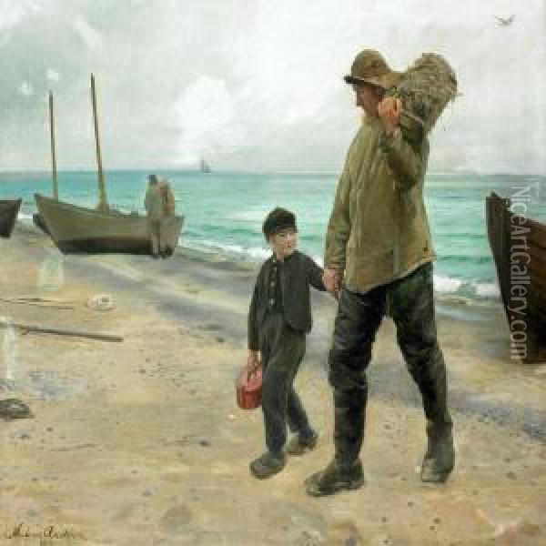 Father And Son Oil Painting - Michael Ancher