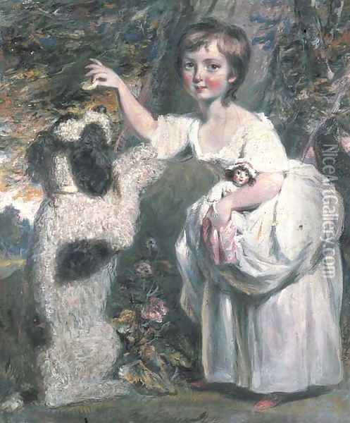 Portrait of Anne Charlotte de Lancy, later Mrs. John Loudon of Wildam, with her dog Oil Painting - Daniel Gardner
