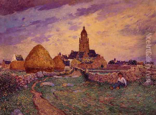 Path in Front of the Church of Croisic Oil Painting - Ferdinand Loyen Du Puigaudeau