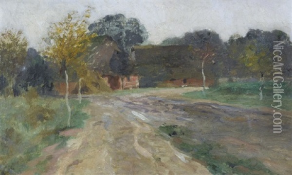 Herbstliche Wegpartie Mit Bauernhaus Oil Painting - Thomas Herbst