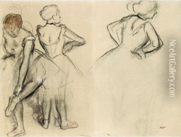 Etude De Danseuses Oil Painting - Edgar Degas
