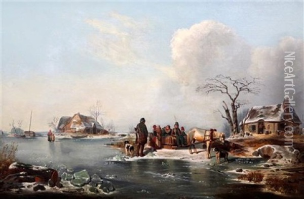 The Frozen Pond Oil Painting - Wilhelm Alexander Meyerheim