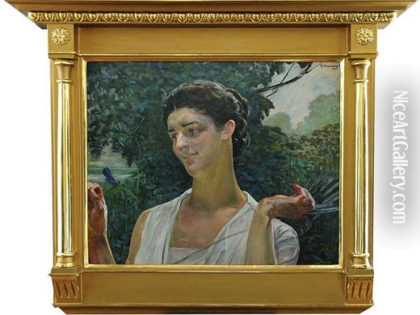Diana. Portret Marii Sozanskiej, Zony Malarza Michala Oil Painting - Jacek Malczewski