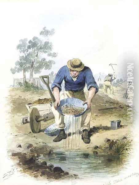 Tin Dish Washing Oil Painting - Samuel Thomas Gill