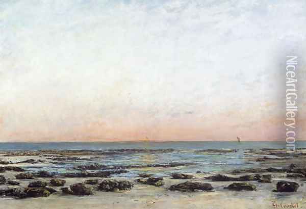 Sunset, Trouville, c. 1870 Oil Painting - Jean-Baptiste-Camille Corot