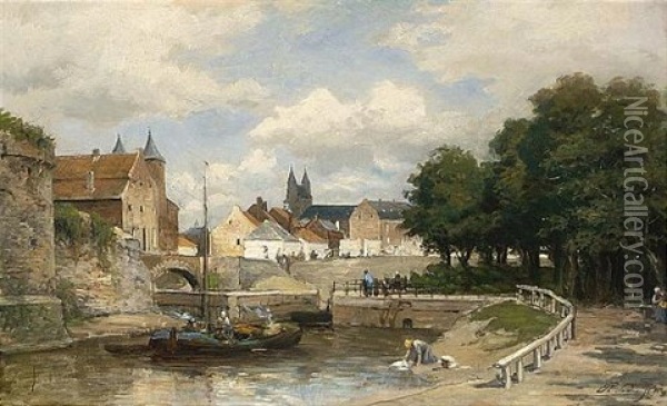 A View Of Maastricht Oil Painting - Philip Lodewijk Jacob Frederik Sadee