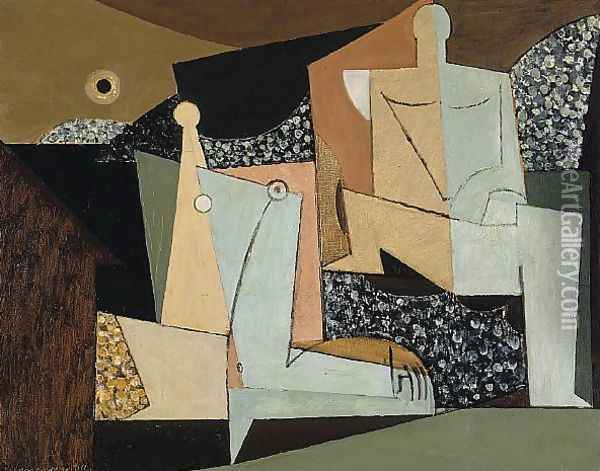 Figures on a Beach Oil Painting - Louis Marcoussis (Ludwik Markus)