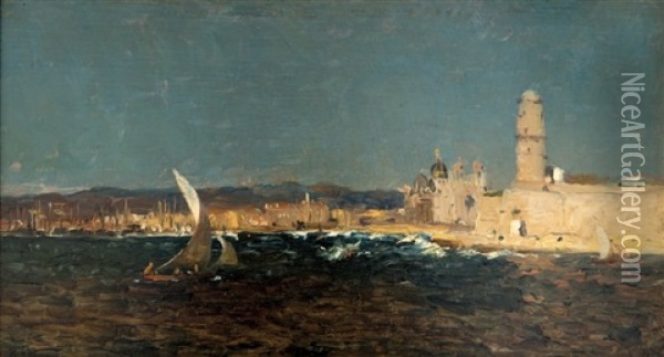 Marseille, L'entree Du Port Oil Painting - Jean Baptiste Olive