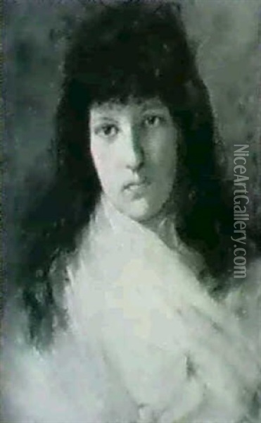 Portrait Comptess Brauner Oil Painting - Franz Seraph von Lenbach