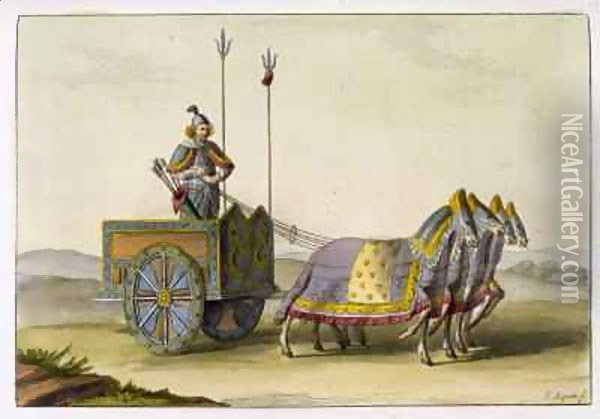 Ancient Chinese War Chariot Oil Painting - Giovanni Bigatti