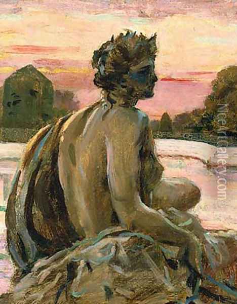 One of the Figures at the Parterre d'Eau Oil Painting - James Carroll Beckwith