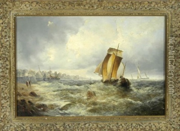 Segelboote Vor Der Kuste Italiens Oil Painting - Thomas Bush Hardy