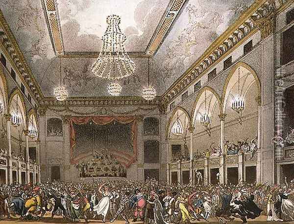 Pantheon Masquerade from Ackermanns Microcosm of London, engraved by John Bluck fl.1791-1831 published 1800 Oil Painting - T. Rowlandson & A.C. Pugin