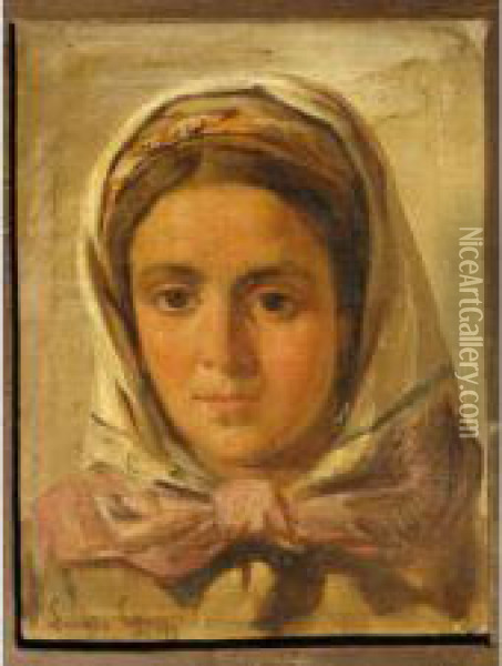 Jeune Femme Mediterraneenne Au Foulard Oil Painting - Jean-Baptiste-Louis Guy
