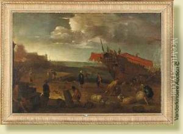 Le Dechargement D'une Galere Oil Painting - Pieter Van Bredael