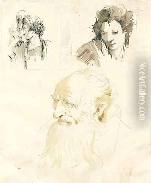 A study of the head of an old man Oil Painting - Giovanni Battista Tiepolo