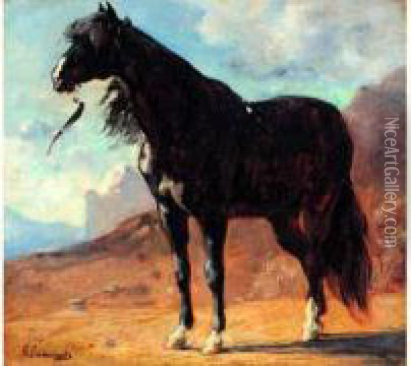 Portrait De Cheval Arabe Oil Painting - Gustave Achille Guillaumet