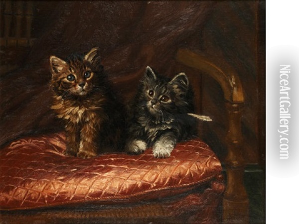 Kittens Oil Painting - Wilson Hepple