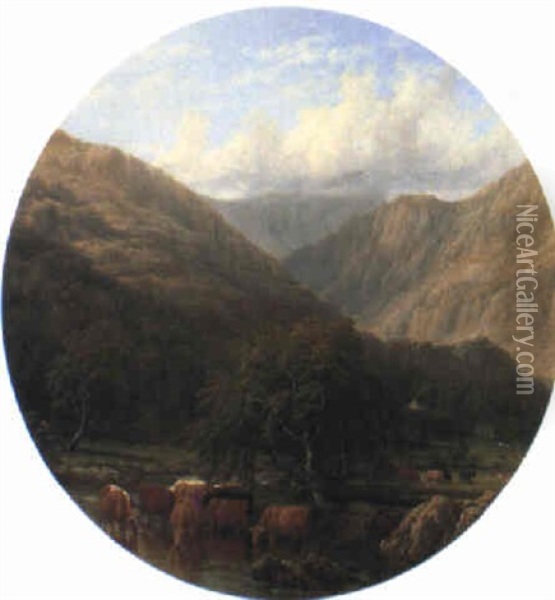 A View Of Snowdon From Near Llyn-y-dinas Oil Painting - Thomas Baker