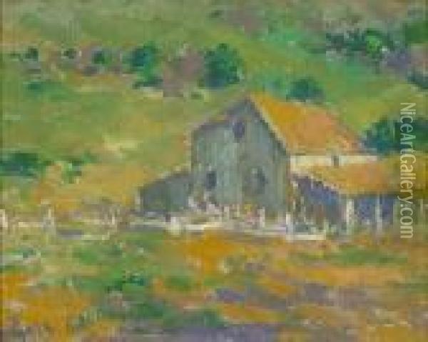 The Barn; Tree And Shed Oil Painting - Selden Connor Gile