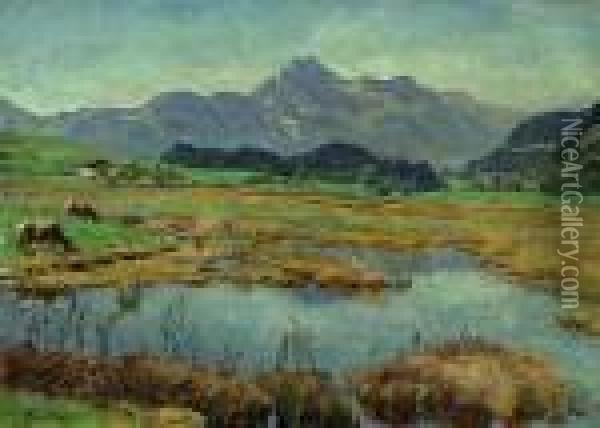 Pasture Landscape In The Alpine Lowlands Oil Painting - Hans von Hayek