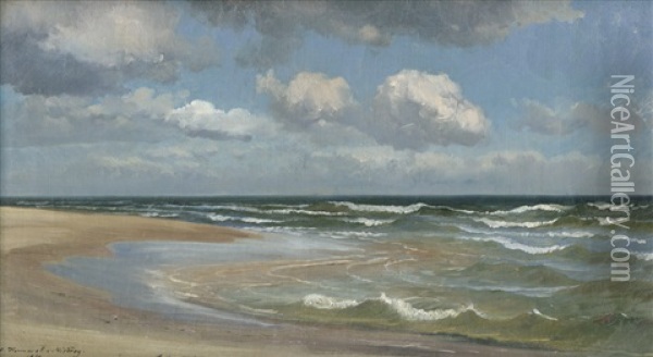Blick Uber Den Strand Von Misdroy (insel Wollin) Auf Die Ostsee Oil Painting - Carl Maria Nicolaus Hummel