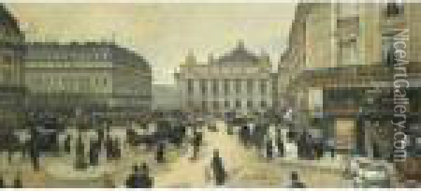 Place De L'opera, Paris Oil Painting - Jean-Francois Raffaelli