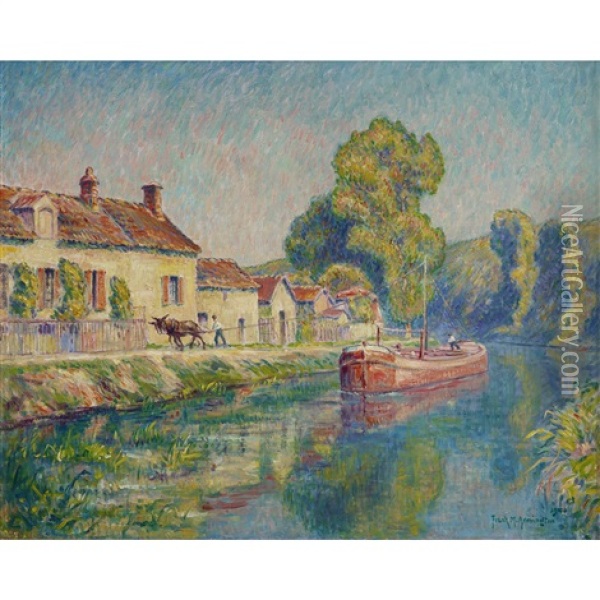 Canal De Bourgogne Oil Painting - Frank Milton Armington