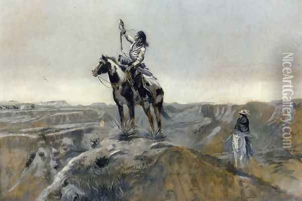 WAR (also known as Indian Telegraphing) Oil Painting - Charles Marion Russell