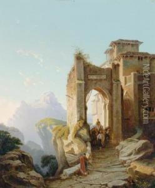 Die Alhambra In Granada Oil Painting - Karl Sturtzkopf